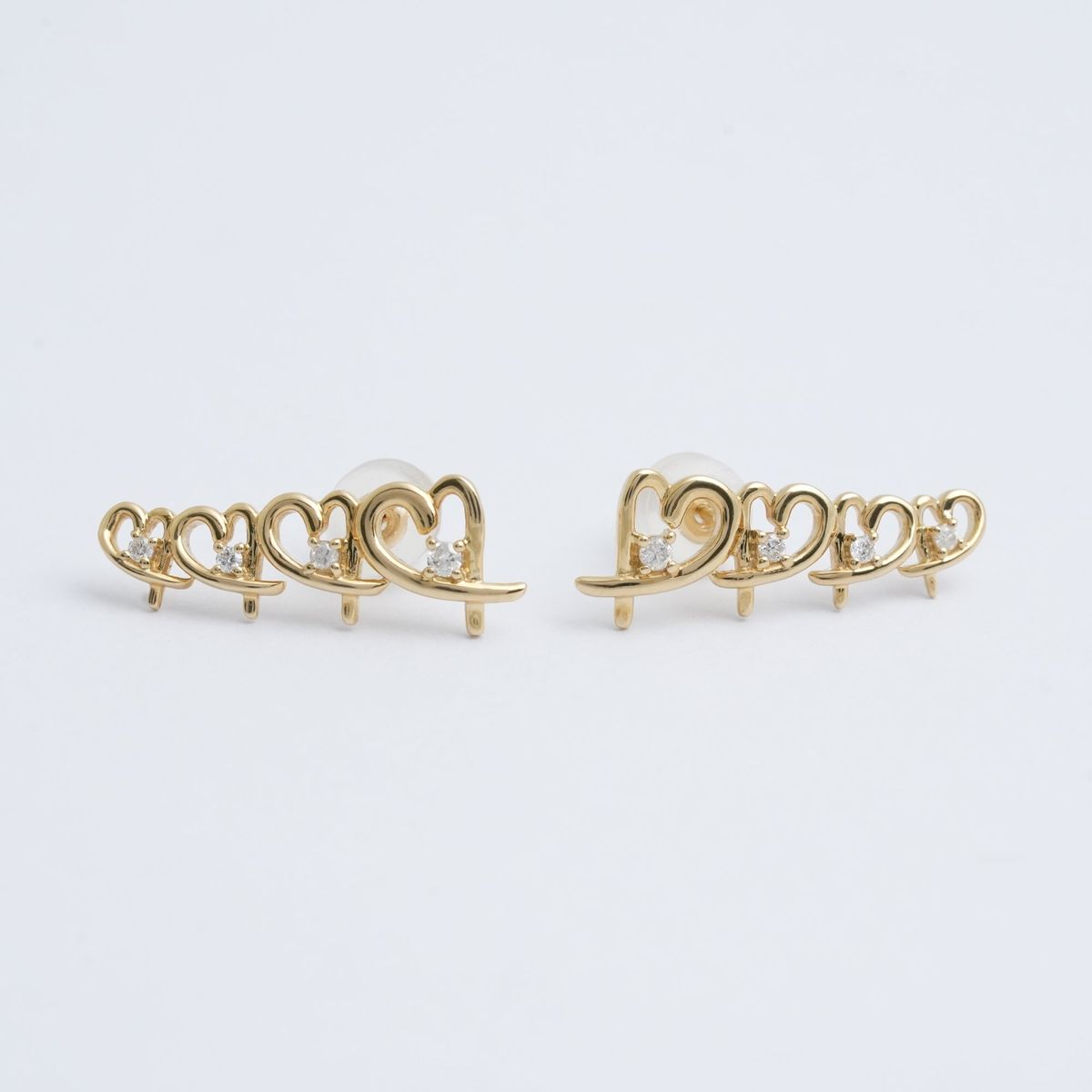18K イエロー ゴールド 0.10 カラット ダイヤモンド クライマー イヤリング｜Bijou Branche