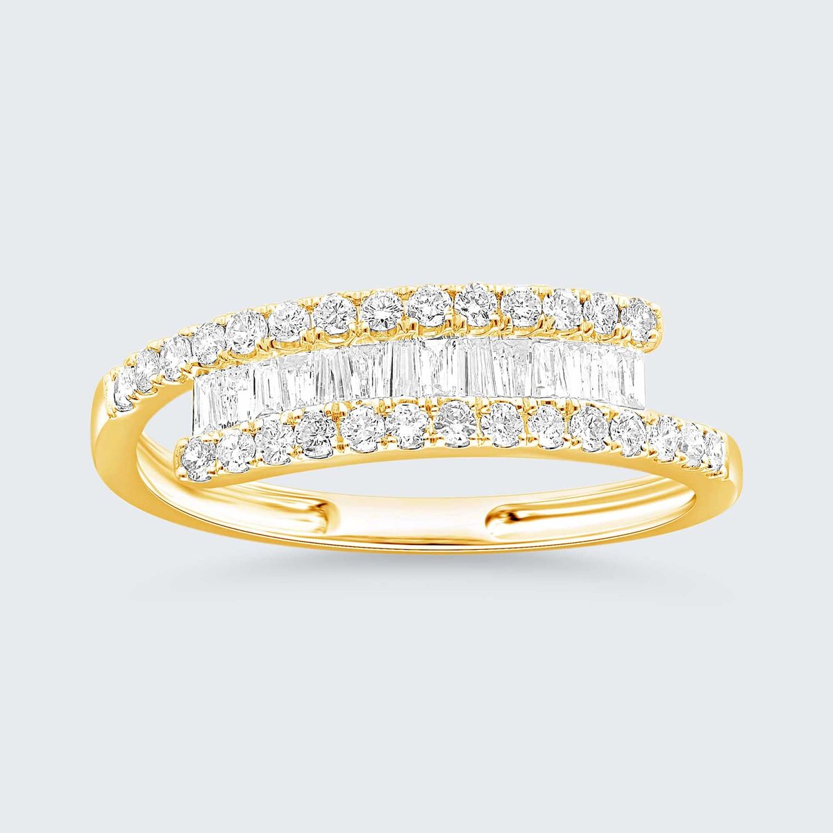 K18YG 0.5ctダイヤバゲットリング|Bijou Branche