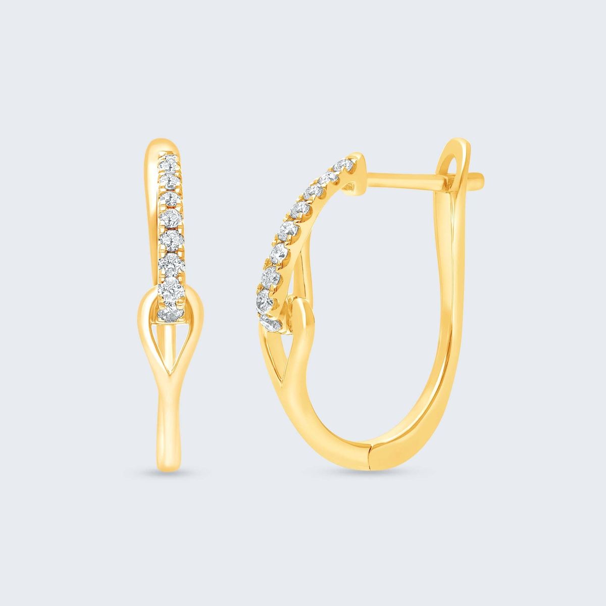 K18 0.12ct ダイヤデザインフープピアス|Bijou Branche