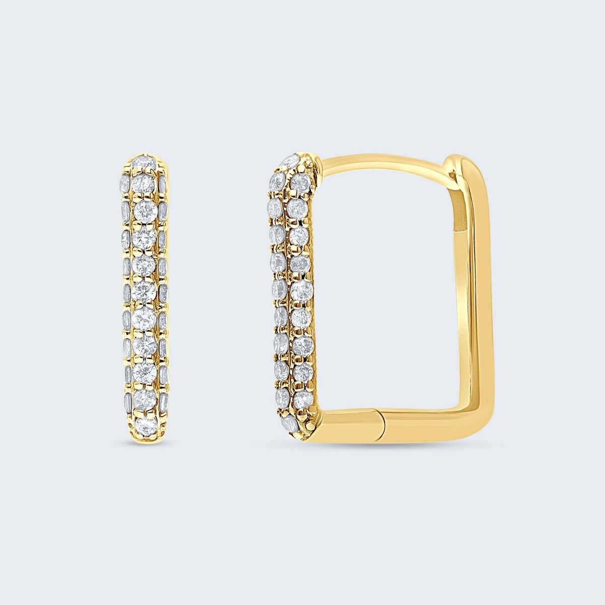 K18 0.20ct ダイヤスクエアフープピアス|Bijou Branche