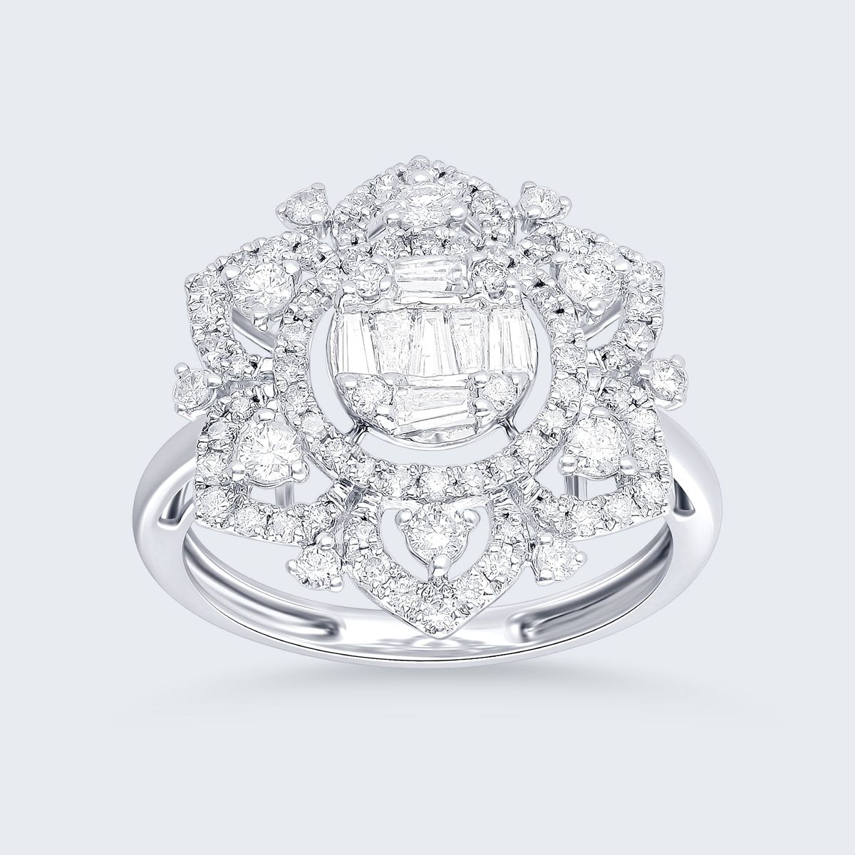18KT ホワイト ゴールド 1.0 カラット ハナ ダイヤモンド リング｜Bijou Branche