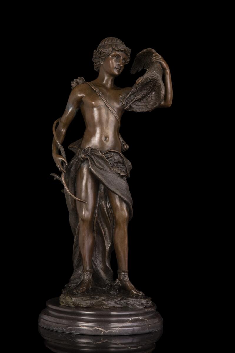 送料無料 大人気ブロンズ像 男子と鷹 インテリア 彫刻 銅像 Smartnewsline Com