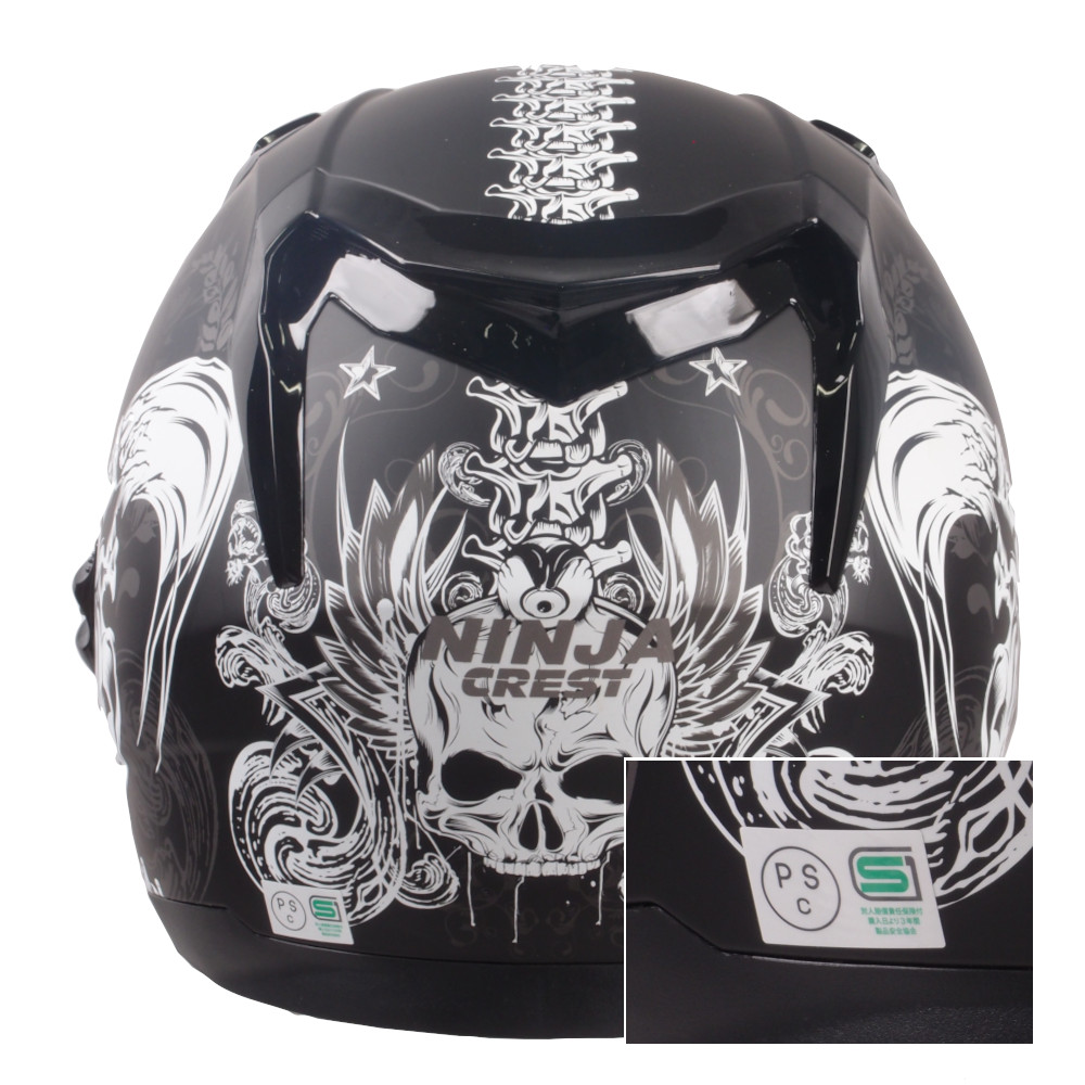 今だけマスクプレゼント ワンタッチインナーバイザー付きフルフェイスヘルメット Ninja ニンジャ Sg 95 以上節約 クレスト Pscマーク付き スカルグラフィック バイク用おしゃれ かっこいい