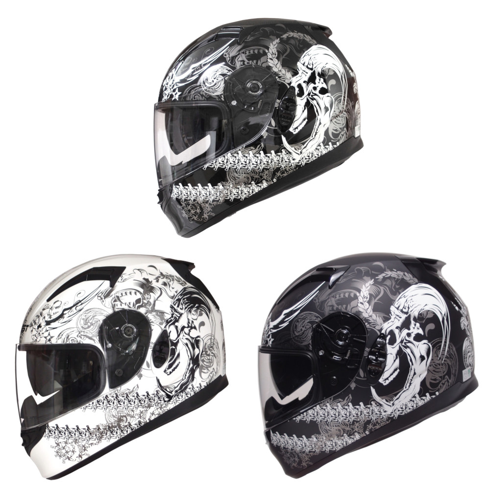 CREST フルフェイスヘルメットバイク用ワンタッチインナーバイザー付き NINJA ニンジャ SG/PSCマーク付き スカルグラフィック かっこいい  | デザインヘルメット メーカーCREST