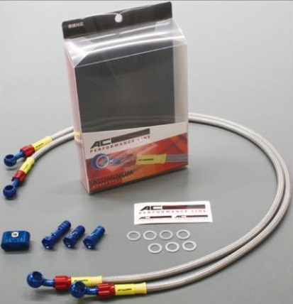 MT-07 ABS車14年 ボルトオンブレーキホースキット フロント用 アルミ ブルー/レッド クリアホース ACパフォーマンスライン