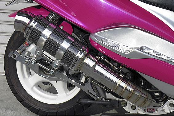 マジェスティ125（MAJESTY） HEタイプマフラー レーシングタイプ ブラックカーボン ASAKURA（浅倉商事）