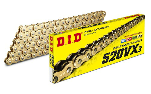 VXシリーズ 520VX3-120L ZJ(カシメ) ゴールド色 シールチェーン DID(ダイドー)|バイク メンテ館