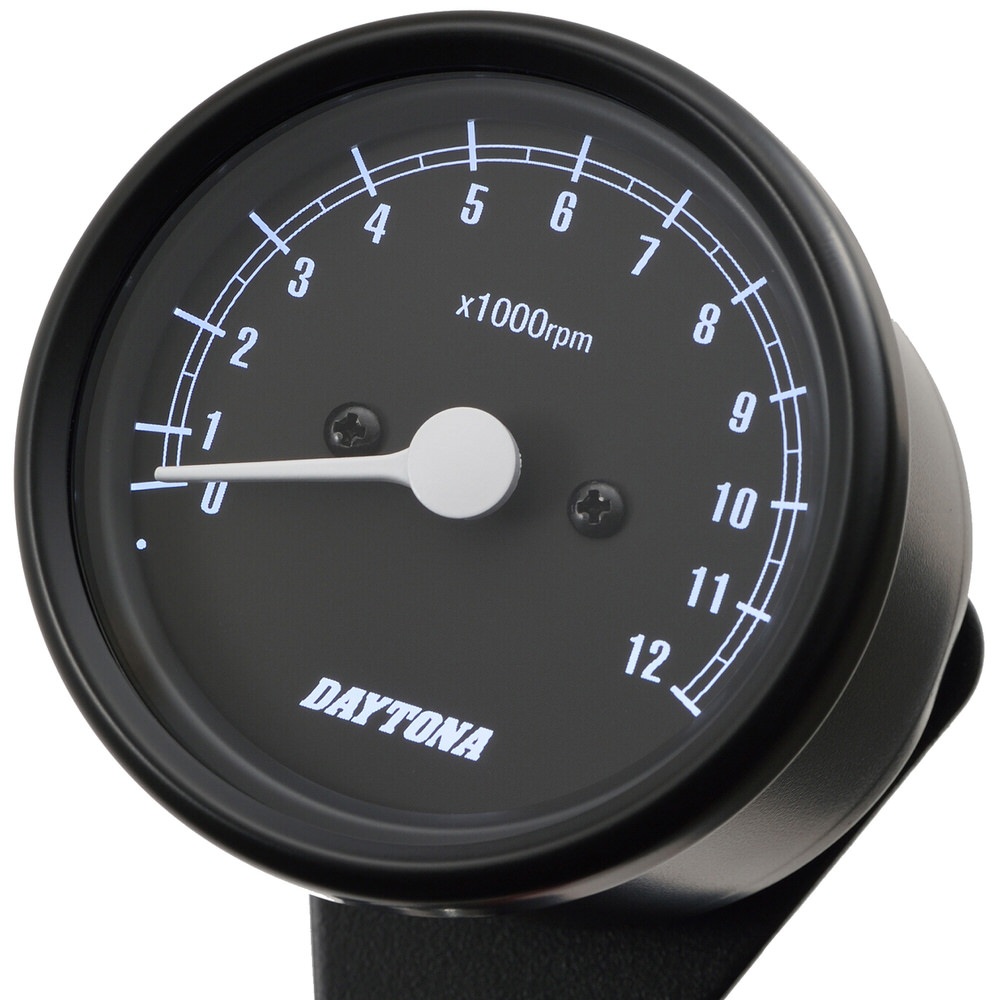 機械式タコメーター φ60 ホワイトLED照明 12,000rpm ブラックボディ ブラックパネル DAYTONA（デイトナ） 6,813円