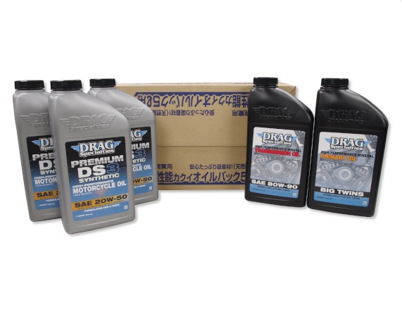 DRAG オイル交換フルセット ビッグツイン用 100％化学合成 20W50 シルバー GUTS CHROME（ガッツクローム）