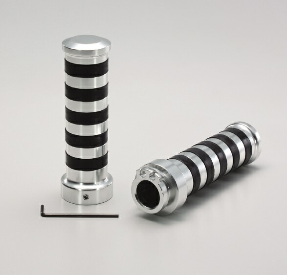 エストレヤ/RS/カスタム アルミグリップ Φ7/8インチ（22.2mm）ハンドル用 タイプ2 クロームメッキ HURRICANE（ハリケーン）｜バイク メンテ館