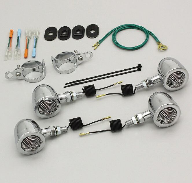 シャドウスラッシャー400（07年・08年 NC40） フォークマウント ブレットウインカーキットΦ50mm クリアレンズ HURRICANE（ハリケーン）
