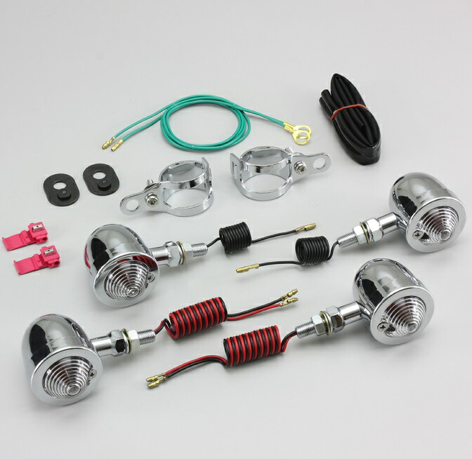 マグナ250/S（V-TWIN MAGNA） フォークマウント ブレットウインカーキット Φ50mm クリアレンズ HURRICANE（ハリケーン）