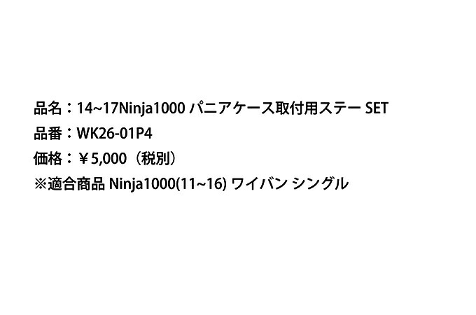 Ninja1000（ニンジャ）14～17年 パニアケース取付用ステーSET r's gear（アールズギア）