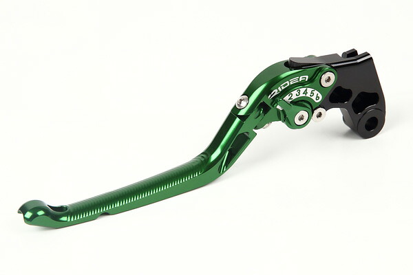 ZX-6R（00～13年） 可倒式アジャストクラッチレバー グリーン RIDEA（リデア）