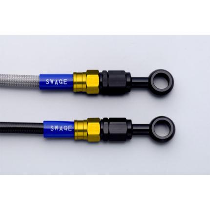 KSR110　PRO（14年〜）　フロントブレーキホースキット　スウェッジライン（SWAGE-LINE）　クリアホース　ゴールド/ブラック