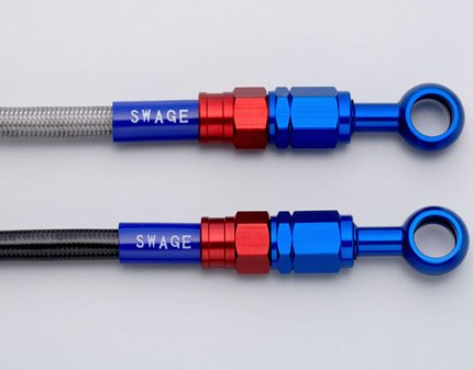 CB1300SB ABS（14年） Swage-PRO リアブレーキホースキット レッド/ブルー クリアホース スウェッジライン（SWAGE-LINE）