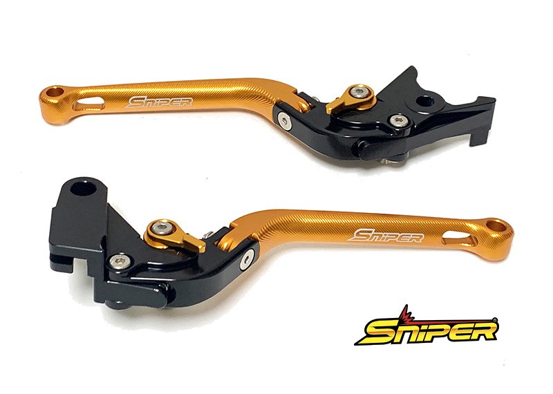 YZF-R25 6段階アジャスター 可倒式 クラッチレバー＆ブレーキレバーセット ゴールド SNIPER（スナイパー）｜バイク メンテ館