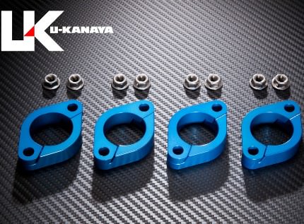 ZRX400 アルミ削り出しエキゾーストフランジ（ブルー）1台分 U-KANAYA｜バイク メンテ館 8,498円