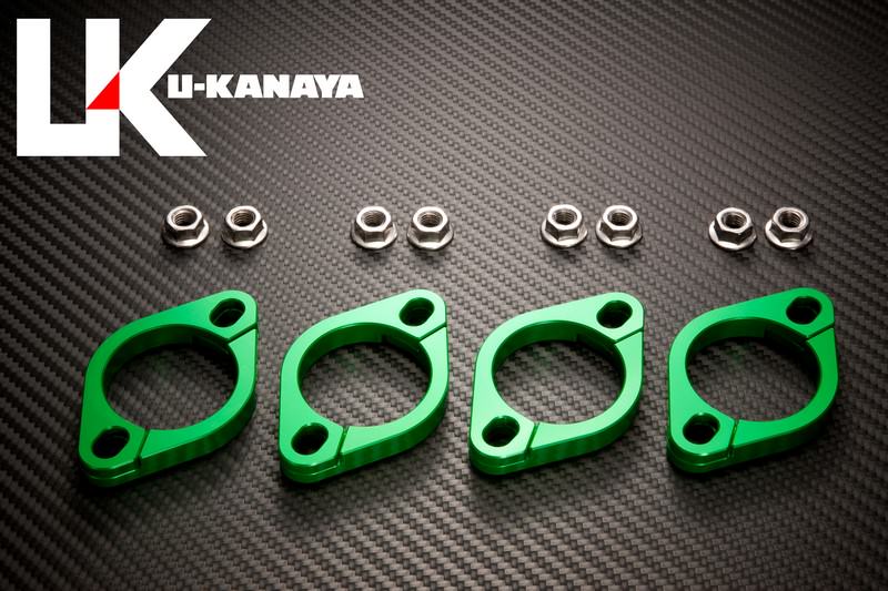 エリミネーター750(ELIMINATOR) アルミ削り出しエキゾーストフランジ グリーン U-KANAYA|バイク メンテ館