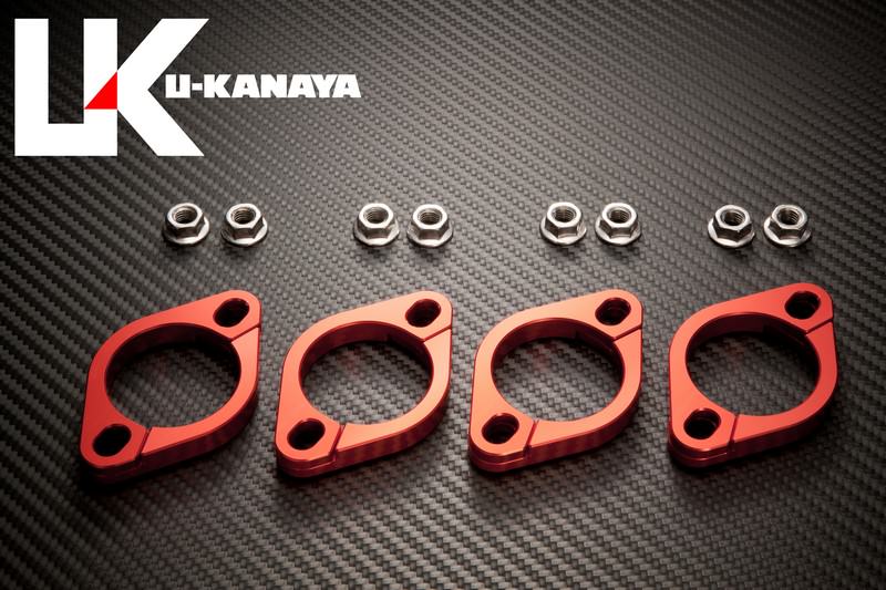ゼファー1100(ZEPHYR) アルミ削り出しエキゾーストフランジ レッド U-KANAYA|バイク メンテ館