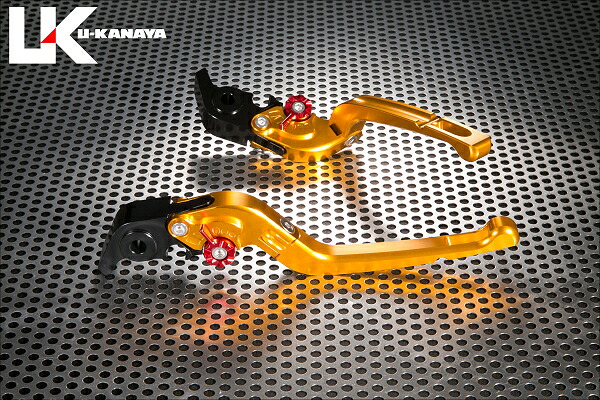 Aprilia RSV mille/R(04~08年) 可倒式Rタイプ アルミビレットレバーセット(ゴールド) U-KANAYA
