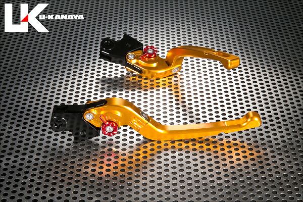 BMW K1600GTL（11年～） 可倒式Rタイプ アルミビレットレバーセット（ゴールド） U-KANAYA