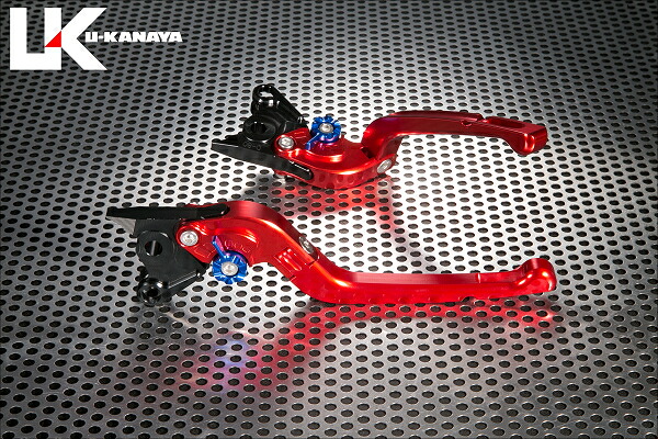 DUCATI Monster900（モンスター）00～05年 可倒式Rタイプ アルミビレットレバーセット（レッド） U-KANAYA