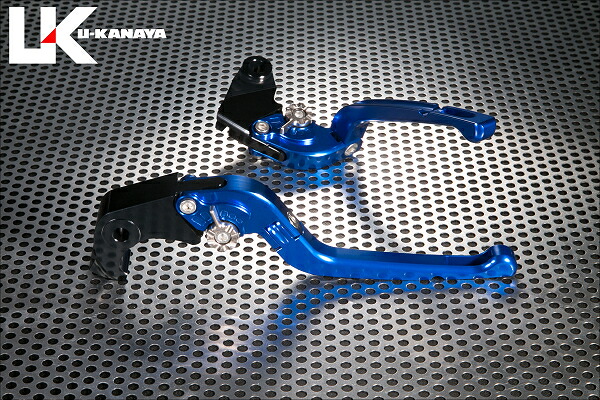 ZX-6R（07～18年） 可倒式Rタイプ アルミビレットレバーセット（ブルー） U-KANAYA