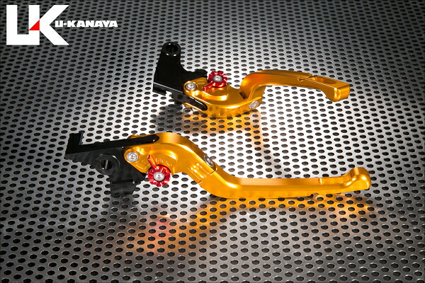 GPX400R 可倒式Rタイプ アルミビレットレバーセット（ゴールド） U-KANAYA