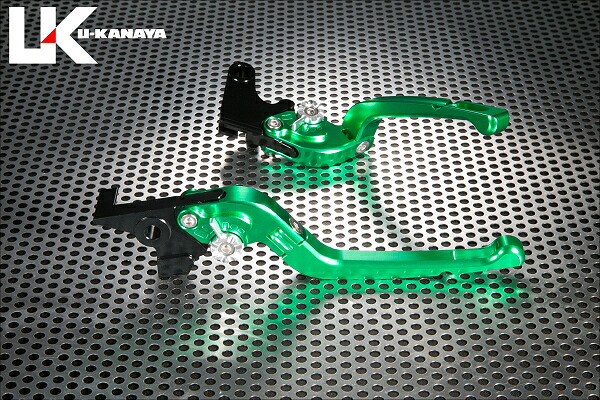 GSX400S KATANA（カタナ） 可倒式Rタイプ アルミビレットレバーセット（グリーン） U-KANAYA