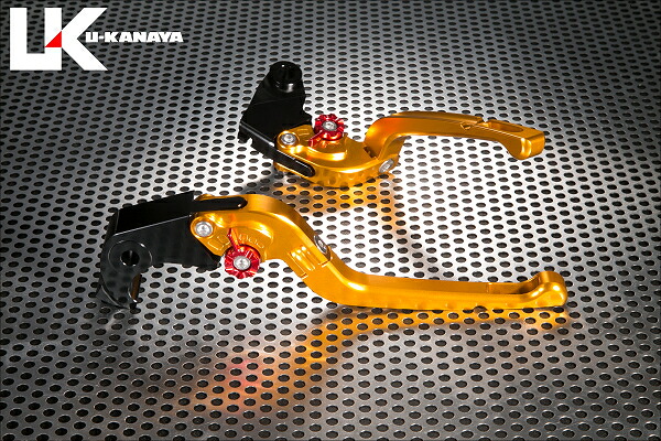 GSX-R1000(09年~) 可倒式Rタイプ アルミビレットレバーセット(ゴールド) U-KANAYA