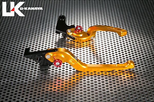 SV650・S(99~09年) 可倒式Rタイプ アルミビレットレバーセット(ゴールド) U-KANAYA