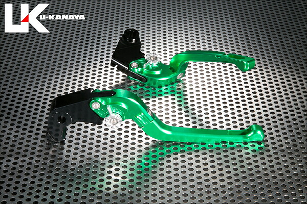 YZF-R1（15年～） 可倒式Rタイプ アルミビレットレバーセット（グリーン） U-KANAYA