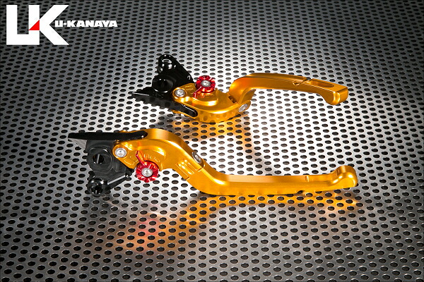 グランドマジェスティ400（SH04J） 可倒式Rタイプ アルミビレットレバーセット（ゴールド） U-KANAYA