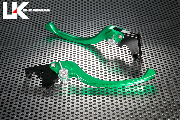 VERSYS-X 250（ヴェルシス250） ツーリングタイプ アルミビレットレバーセット（グリーン） U-KANAYA