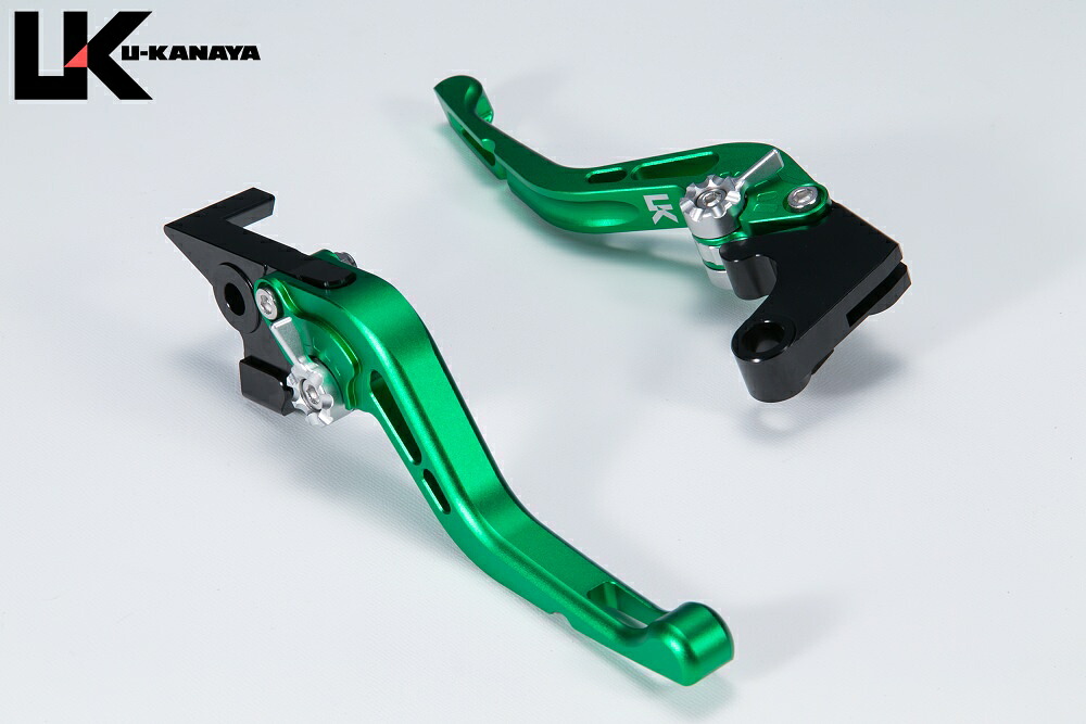 CBR400RR（NC23/NC29） GPタイプ ショートアルミビレットレバーセット マットグリーン U-KANAYA
