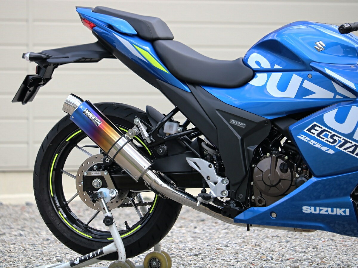 ジクサーSF250（2BK-ED22B） ラウンドタイプ フルエキゾーストマフラー 焼き色チタンサイレンサー仕様 JMCA認証 WR'S（ダブルアールズ）