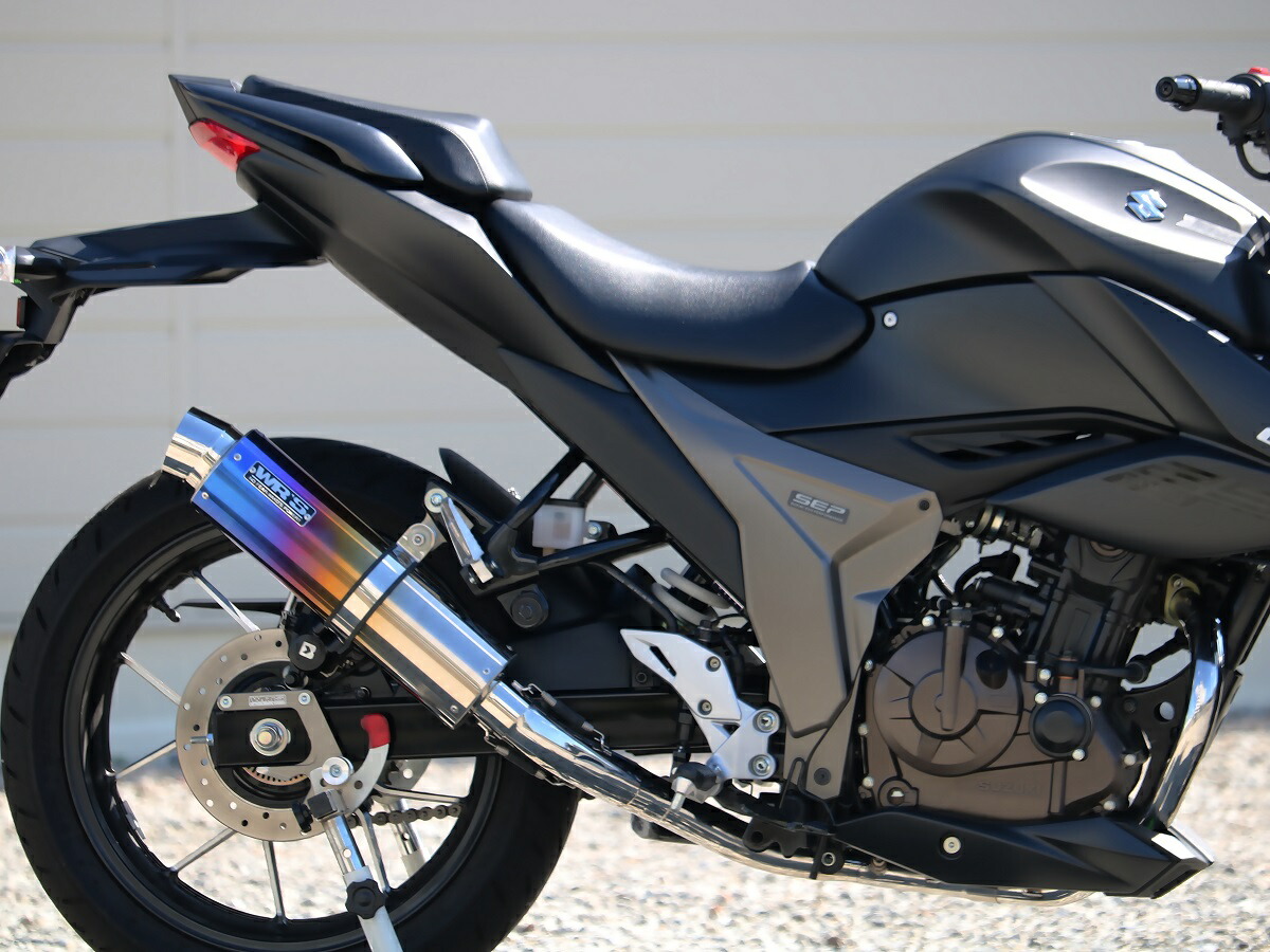 ジクサー250（2BK-ED22B） ラウンドタイプ フルエキゾーストマフラー 焼き色チタンサイレンサー仕様 JMCA認証 WR'S（ダブルアールズ）