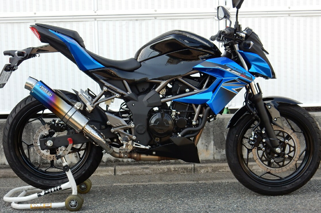 Z250SL リアエキゾースト ラウンドタイプ（スリップオンマフラー）ステンレス/焼き色チタン WR'S（ダブルアールズ）