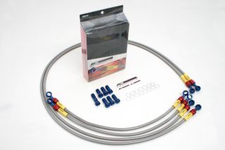 GSX400F/FS (ｱﾝﾁﾀﾞｲﾌﾞ付) ﾒｯｼｭ ﾌﾞﾚｰｷﾎｰｽ ﾌﾛﾝﾄ/4本 ｽﾓｰｸ ﾌﾞﾙｰ/ﾚｯﾄﾞ ACﾊﾟﾌｫｰﾏﾝｽ ｱｸﾃｨﾌﾞ 32053020S ﾒｯｼｭﾌﾞﾚｰｷﾎｰｽ GSX400F/FS (ｱﾝﾁﾀﾞｲﾌﾞ付)｜バイクマン　店