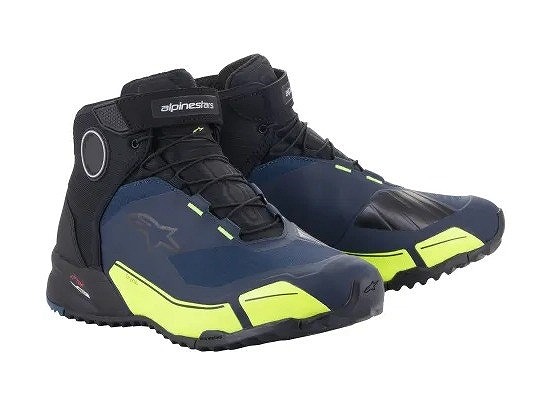アルパインスターズ CR-X DRYSTAR RIDING SHOES ブラック/ダークブルー/イエローフロー US8.5/26cm バイク ツーリング 靴 くつ 防水｜バイクマン　店