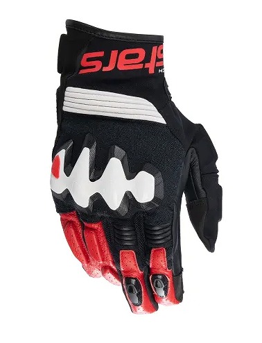 アルパインスターズ HALO LEATHER GLOVE レザーグローブ ブラック/ホワイト/ブライトレッド XL バイク ツーリング 革 手袋 スマホ対応|バイクマン 店