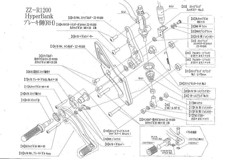 BEET 9022-K64-09 ハイパーバンク RH メインホルダー ZZ-R1200 シルバー ビート バイク パーツ ハイパーバンク ブレーキ側側 銀