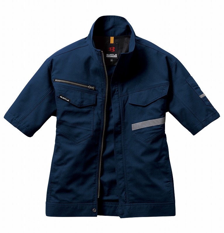 BURTLE バートル 9096 半袖ジャケット ネイビー 3Lサイズ 春夏用 ユニセックス 上着 ブルゾン 吸汗速乾 形態安定 ストレッチ 制電ケア 作業服 作業着 ユニホーム 9091シリーズ