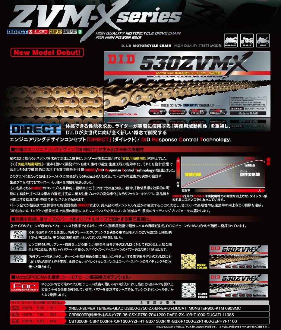 買い誠実 DID 525ZVM-X-120ZB S シルバー チェーン 525-120L 大同工業