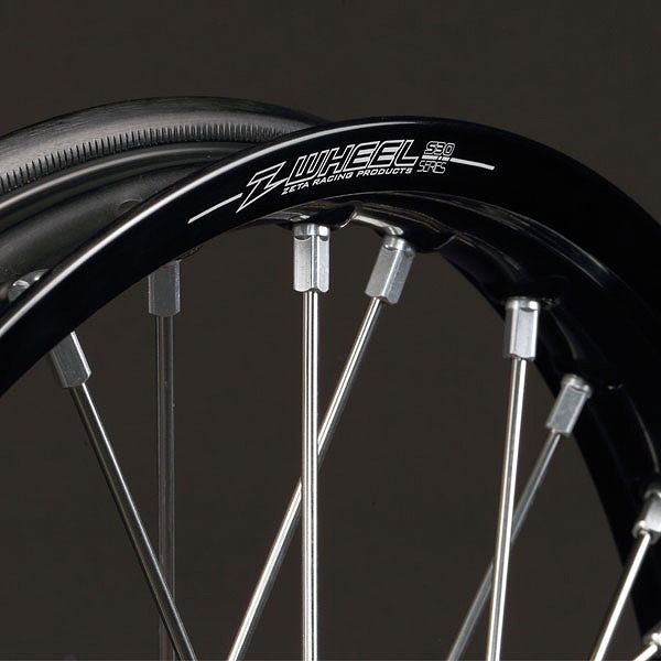 Z-WHEEL W21-48911 AR1ホイールキット ミニ ステンレススポーク フロント H.ブルー/ブラック/シルバー 19×1.60インチ TC85 ダートフリーク