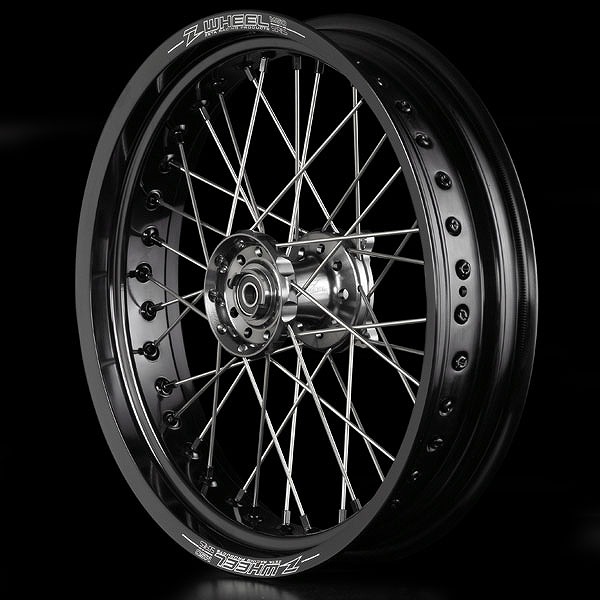Z-WHEEL W27-13511 AR1モタードホイールキット ステンレススポーク フロント チタン/ブラック/ブラック 17×3.5インチ KLX250 Dトラッカー/X ダートフリーク