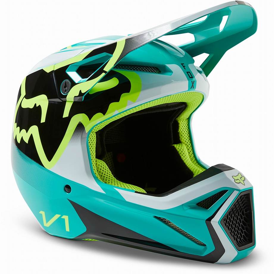 FOX 29729-176-YM ユース V1ヘルメット リード ティール M(51-52cm) キッズ 子供用 フルフェイス ダートフリーク|バイクマン 店