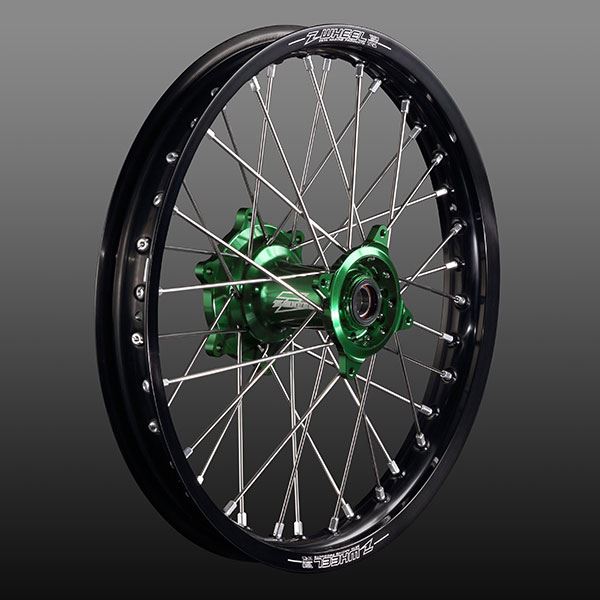 Z-Wheel W21-53111 AR1ホイールキット(ステンレススポーク) ハブグリーン/リムブラック/ニップルシルバー 19×1.85インチ リヤ KX250F KX125 バイク
