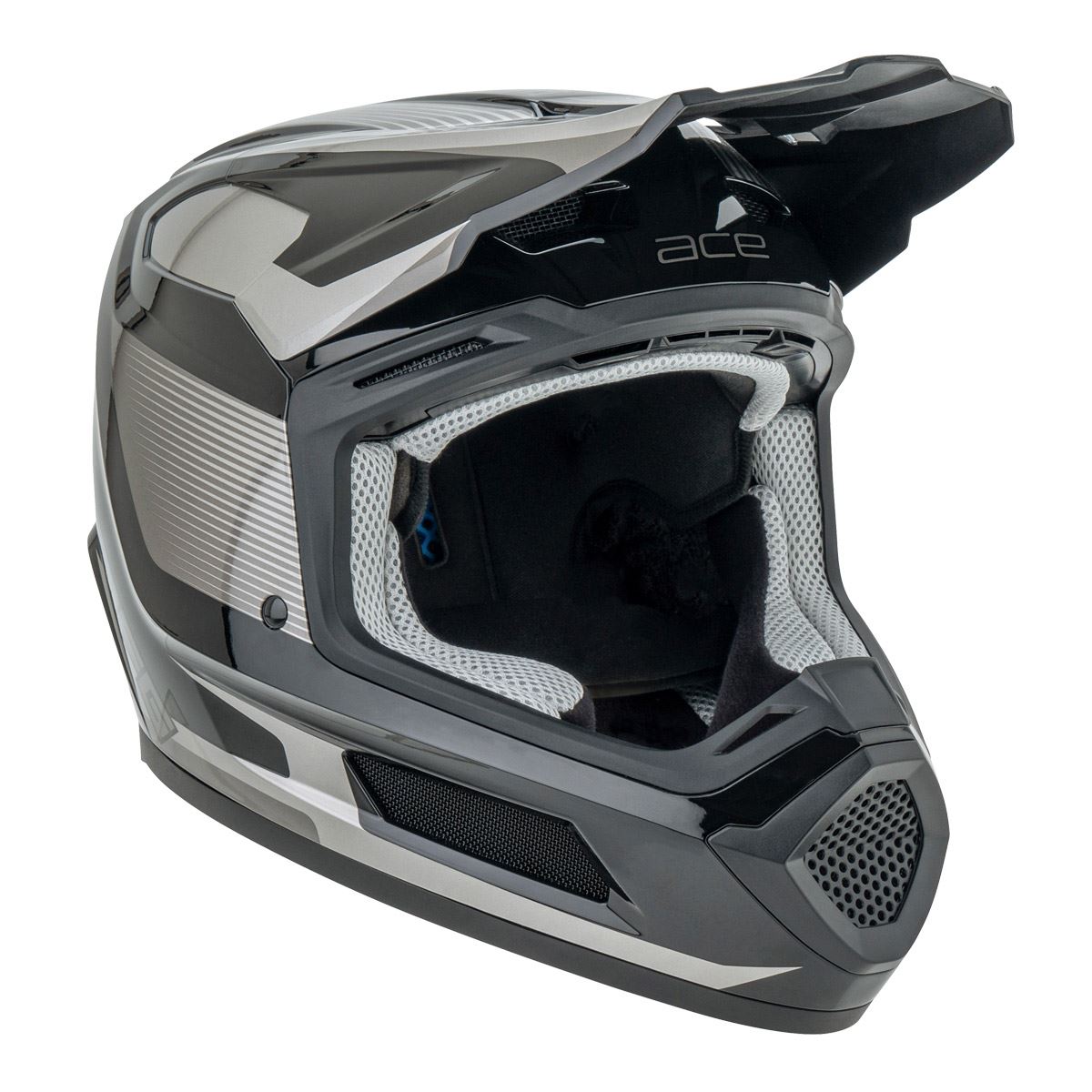 DFG C9615 エースヘルメット ブラック/シルバー XS バイク 頭 保護 フルフェイス DG1601-121-007
